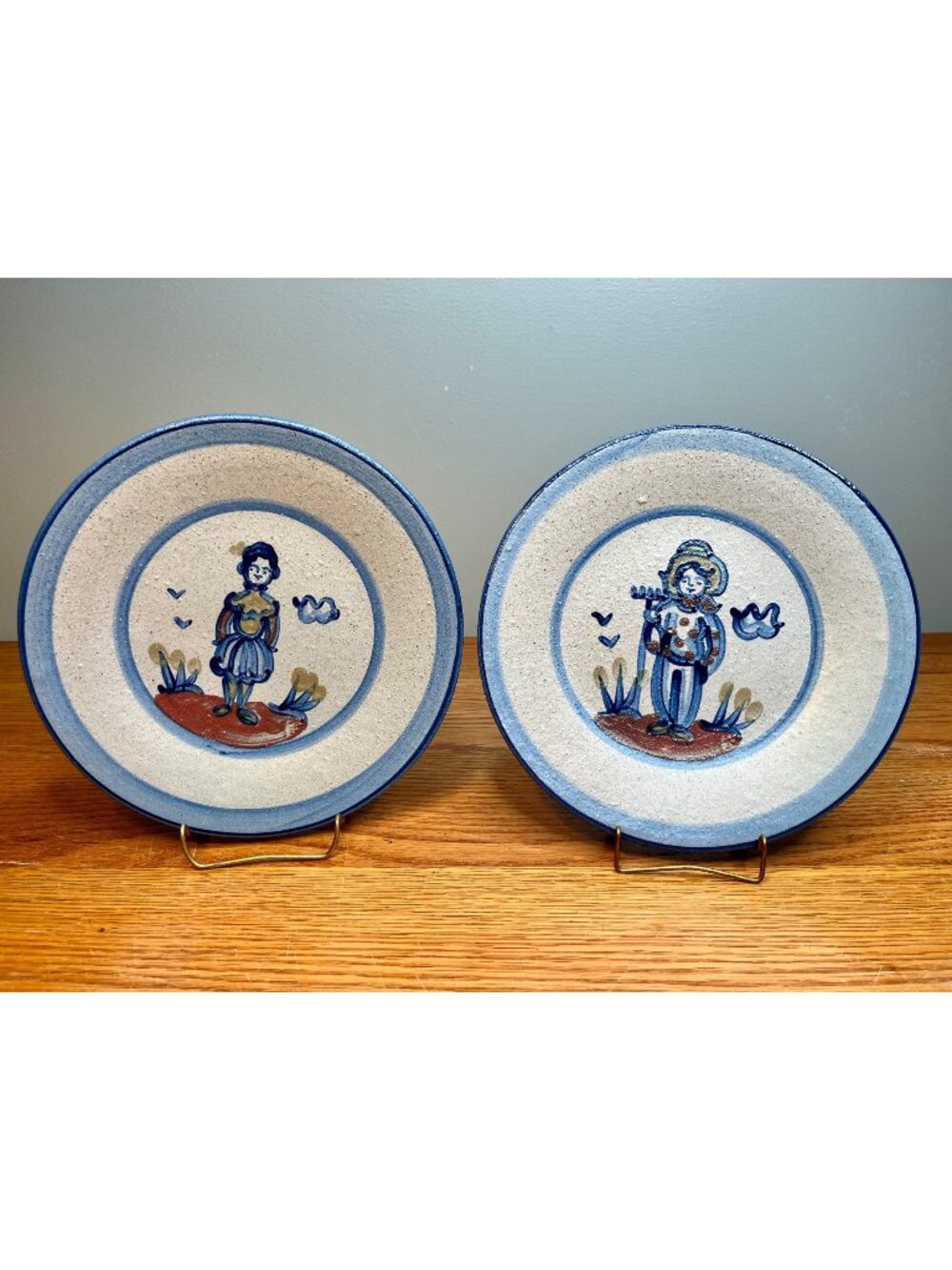 Set of 2 MA Hadley Country Scene Blue 9" Lunch Plate Possible TEST PLATES